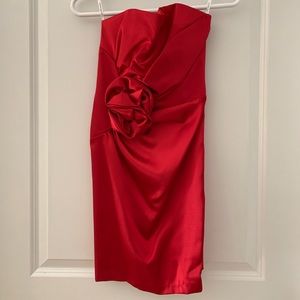 Jessica McClintock Elegant Bright Red Strapless Dress